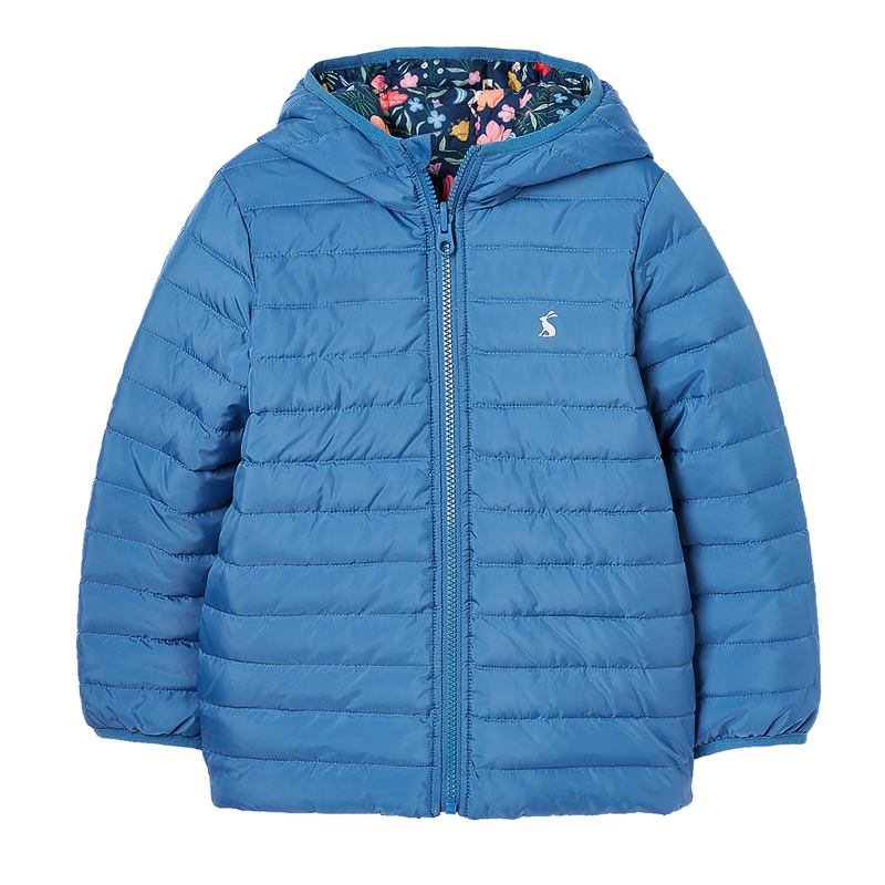 Joules Kaitlin Girl's Reversible Showerproof Coat - Navy Floral Horse-1